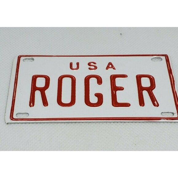 U.S.A Roger Personalized White and Red Mini License Plate – Collectible Bike Tag - Picture 9 of 11